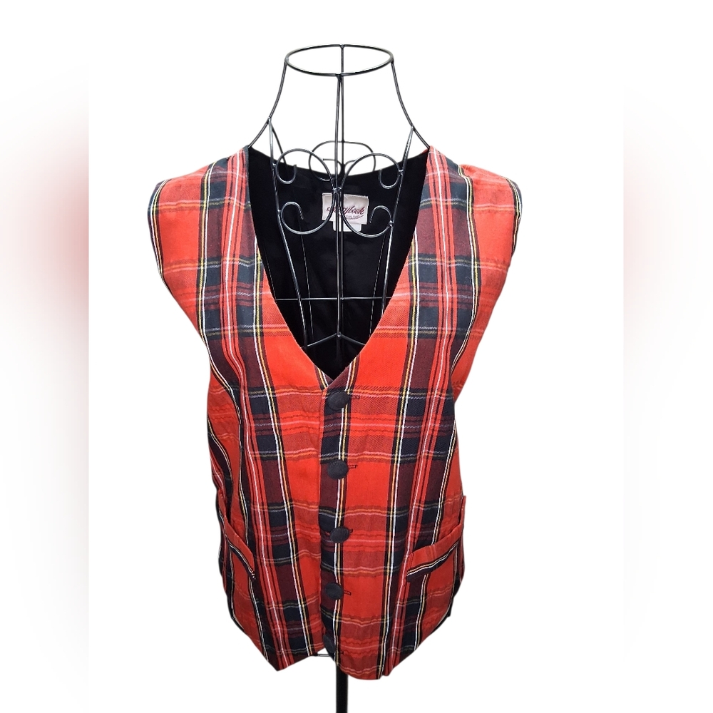 Plaid Red and Black Women's Vest